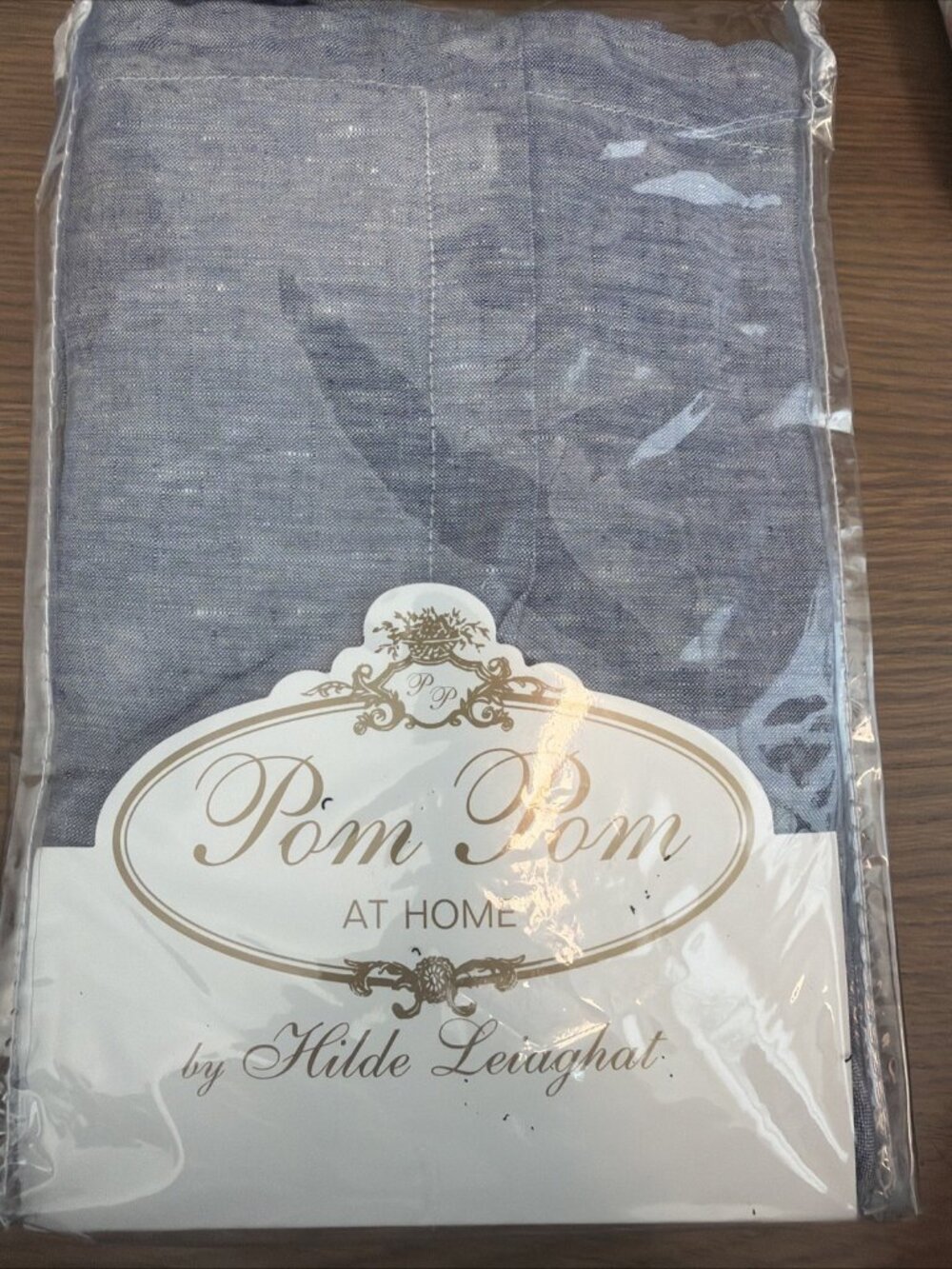 Pom Pom at Home Harlow 100% LINEN EURO Sham - Denim Blue - NEW
